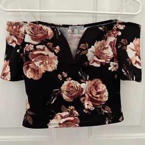 Charolette Russe: off the shoulder, floral print, size S